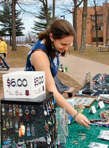 Rebecca Rudaski, arranging her table at Spring Fling on the Michigan Tech campus in the beautiful 
Upper Peninsula of Michigan.